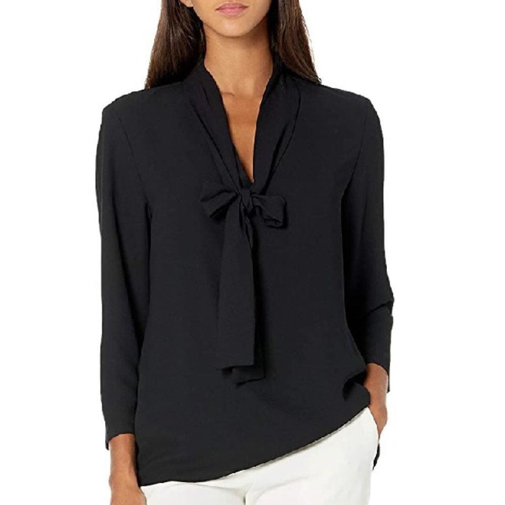 💥 Anne Klein Women's V-Neck Bow Blouse